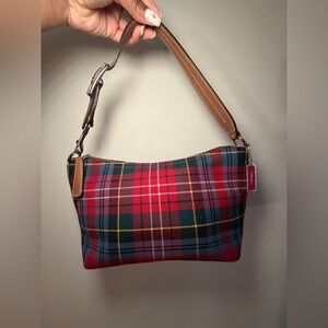 Vintage Coach Wool Plaid Shoulder Bag